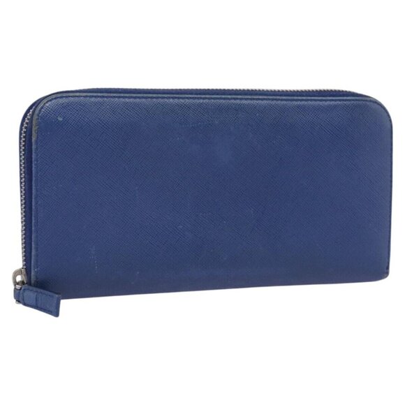 PRADA Long Wallet Leather Blue Auth 10446 - Picture 1 of 15